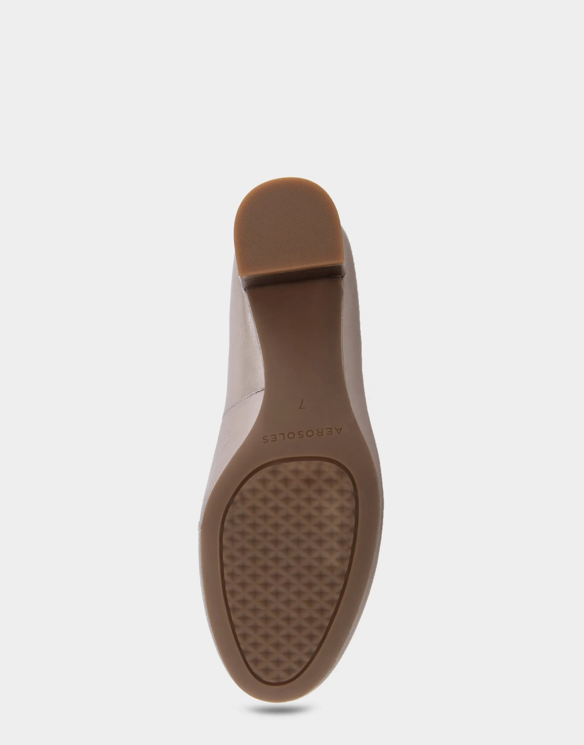 Comfortable Women's Mid Heel Pump in Champagne Genuine Leather