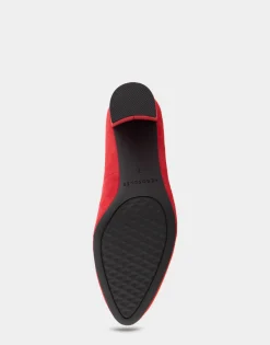Comfortable Women's Mid Heel Pump in Red Genuine Suede