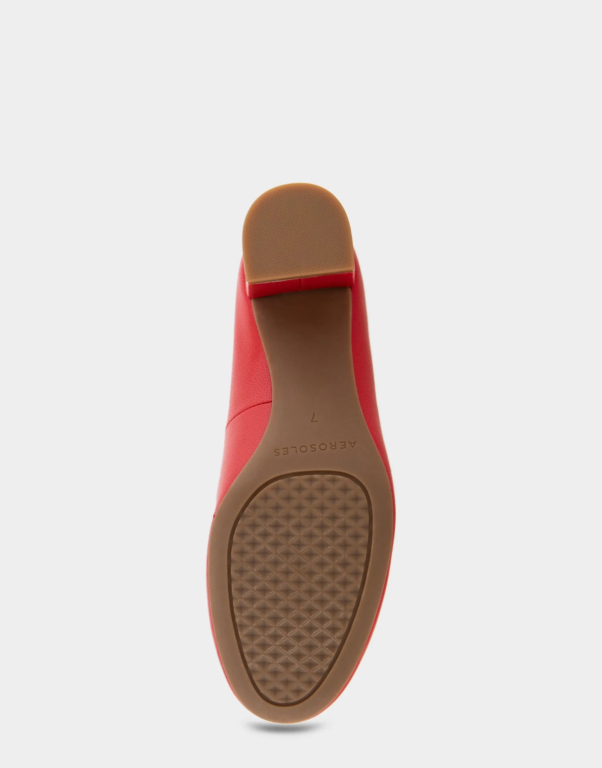Comfortable Women's Mid Heel Pump in Racing Red Leather
