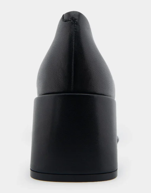 Comfortable Women's Mid Heel Pump in Black Genuine Leather