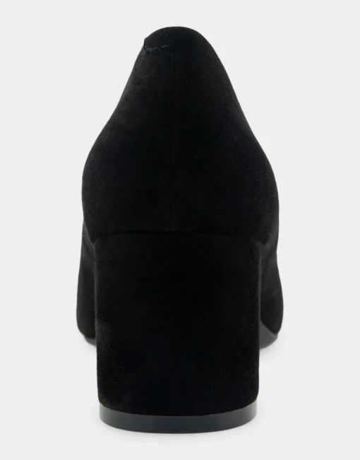 Comfortable Women's Mid Heel Pump in Black Genuine Suede
