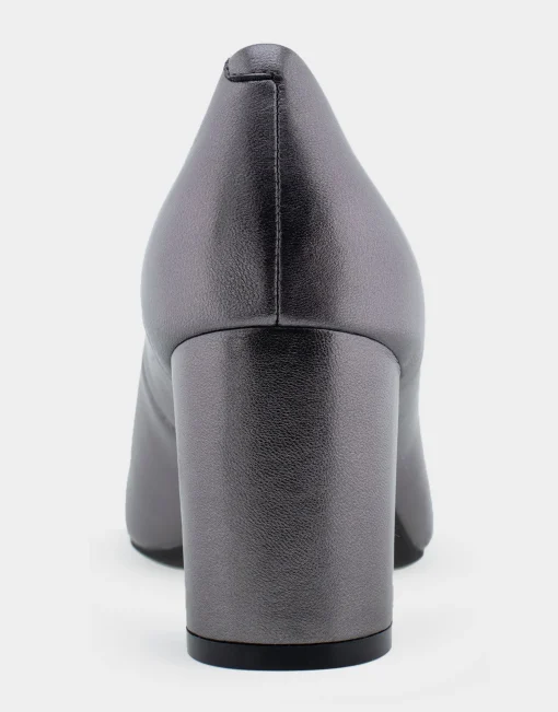 Comfortable Women's Mid Heel Pump in Gunmetal Genuine Leather