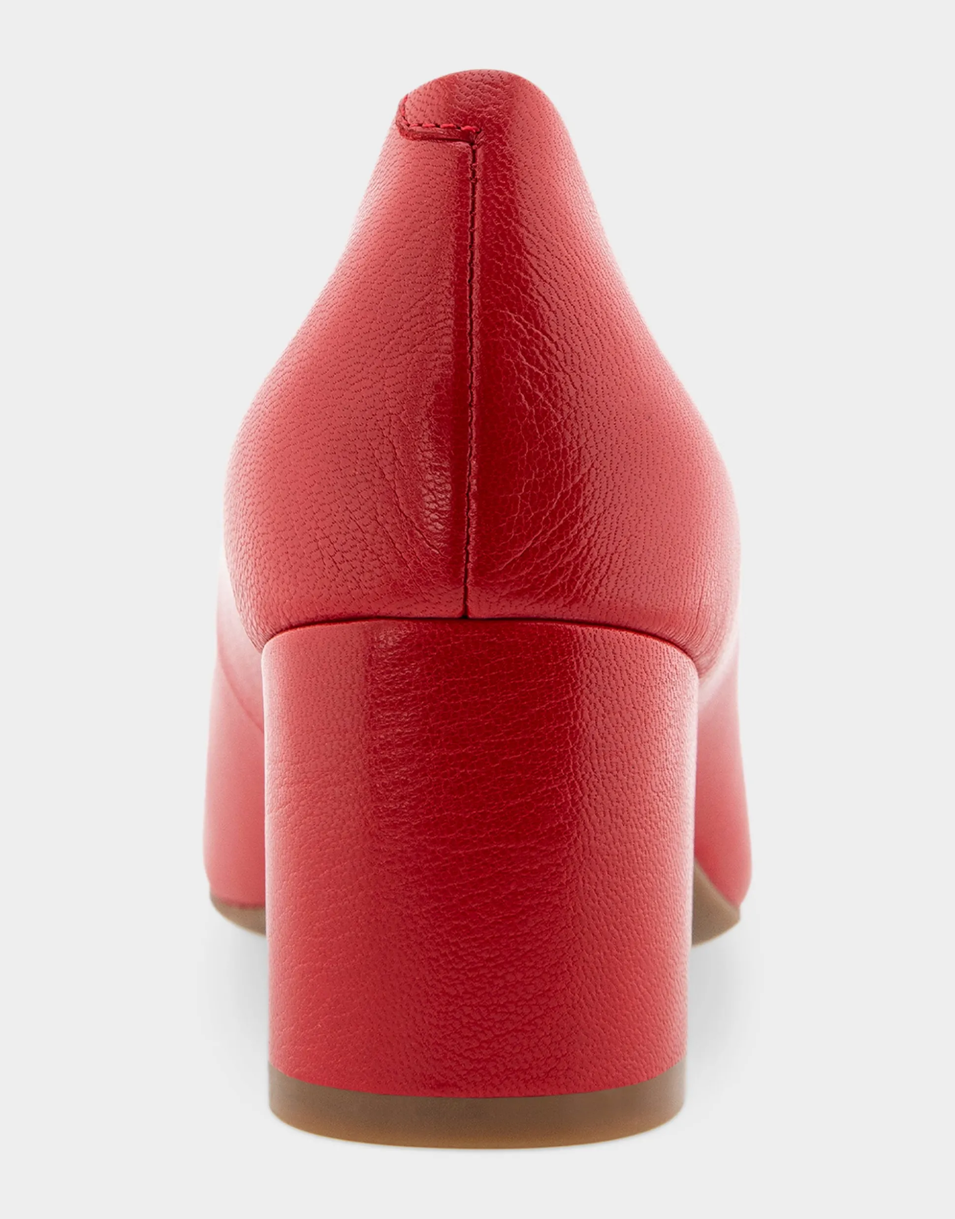 Comfortable Women's Mid Heel Pump in Racing Red Leather