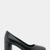 Comfortable Women's Mid-heel Pump in Black Leather