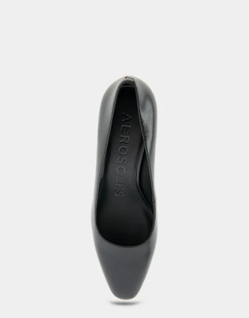 Comfortable Women's Mid-heel Pump in Black Leather