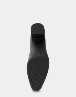 Comfortable Women's Mid-heel Pump in Black Leather