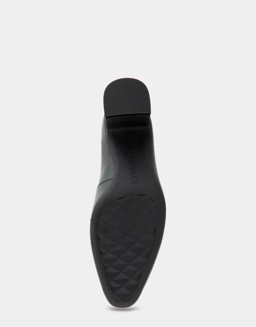 Comfortable Women's Mid-heel Pump in Black Leather
