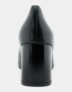 Comfortable Women's Mid-heel Pump in Black Leather