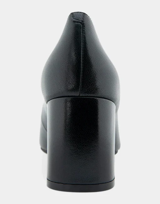 Comfortable Women's Mid-heel Pump in Black Leather