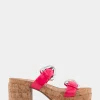 Comfortable Women's Molded Footbed Platform Slide Sandal in Virtual Pink Patent Faux Leather
