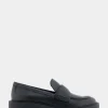Comfortable Women's Molded Unit Loafer With Twisted Keeper in Black Waxy Leather Leather