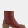 Comfortable Women's Molded Block Heel Bootie in Clay Leather Leather