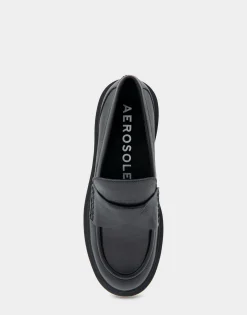 Comfortable Women's Molded Unit Loafer With Twisted Keeper in Black Waxy Leather Leather