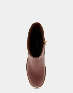 Comfortable Women's Molded Block Heel Bootie in Clay Leather Leather