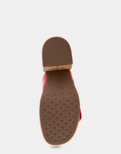 Comfortable Women's Molded Footbed Platform Slide Sandal in Virtual Pink Patent Faux Leather