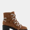 Comfortable Women's Multi Buckle Biker Bootie in Tobacco Suede