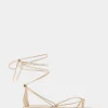 Comfortable Women's Multi Strap Lace Up Sandal in Soft Gold Faux Leather