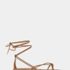 Comfortable Women's Multi Strap Lace Up Sandal in Tan Faux Leather