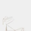 Comfortable Women's Multi Strap Lace Up Sandal in Eggnog Faux Leather