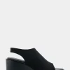 Comfortable Women's Open Toe Stretch Wedge Shootie in Black Allover Stretch Gabardine Fabric