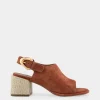 Comfortable Women's Open Toe Block Heel Shootie in Gingerbread Suede