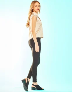 Comfortable Women's Open Toe Stretch Wedge Shootie in Black Allover Stretch Gabardine Fabric