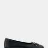 Comfortable Women's Ornamented Flat in Black Leather