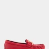 Comfortable Women's Ornamented Driver in Red Genuine Leather