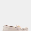 Comfortable Women's Ornamented Driver in Natural Patent Faux Leather