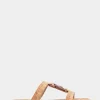 Comfortable Women's Ornamented T-strap Slide Sandal in Cork Cork