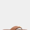 Comfortable Women's Ornamented Thong Sandal in Tan Faux Leather