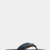 Comfortable Women's Ornamented Thong Sandal in Navy Faux Leather