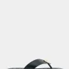 Comfortable Women's Ornamented Thong Sandal in Black Faux Leather