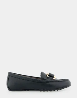 Comfortable Women's Ornamented Loafer in Black Faux Leather