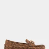 Comfortable Women's Ornamented Driver in Leopard Metallic Fabric Leather