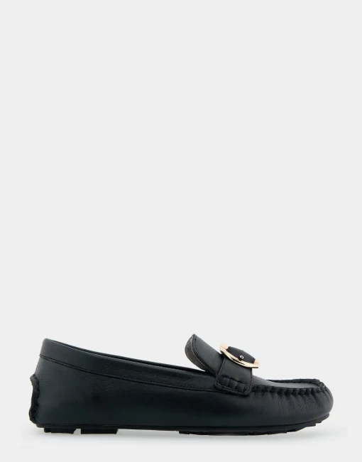 Comfortable Women's Ornamented Driver in Black Leather