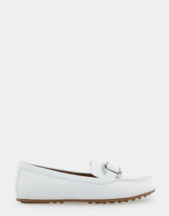 Comfortable Women's Ornamented Loafer in White Faux Leather