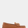 Comfortable Women's Ornamented Driver in Tan Leather