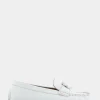Comfortable Women's Ornamented Driver in White Leather