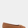 Comfortable Women's Ornamented Flat in Tan Genuine Leather
