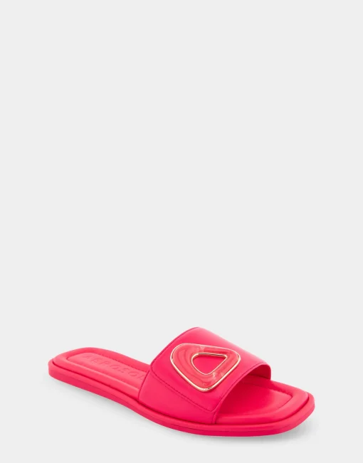 Comfortable Women's Ornamented Single Band Slide Sandal in Virtual Pink Leather