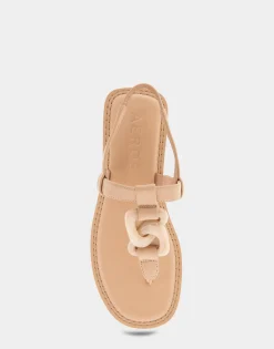 Comfortable Women's Ornamented Slingback Strap Thong Sandal in Cipria Faux Leather