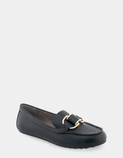 Comfortable Women's Ornamented Loafer in Black Faux Leather
