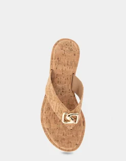 Comfortable Women's Ornamented Thong Sandal in Cork Cork