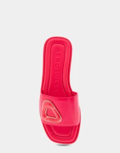 Comfortable Women's Ornamented Single Band Slide Sandal in Virtual Pink Leather