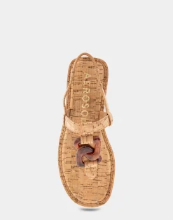 Comfortable Women's Ornamented Slingback Strap Thong Sandal in Cork Cork