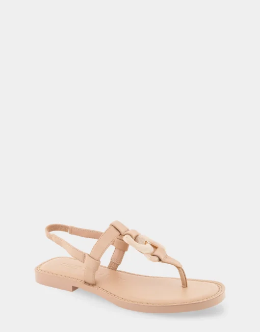 Comfortable Women's Ornamented Slingback Strap Thong Sandal in Cipria Faux Leather