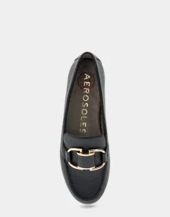 Comfortable Women's Ornamented Loafer in Black Faux Leather