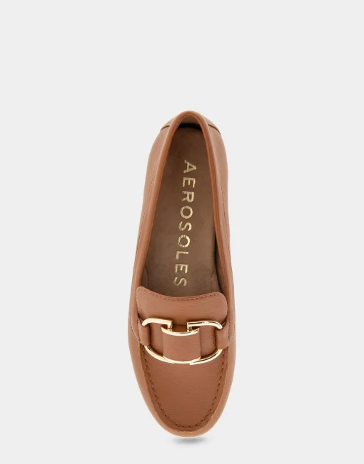 Comfortable Women's Ornamented Loafer in Tan Faux Leather