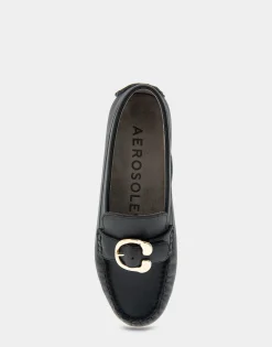 Comfortable Women's Ornamented Driver in Black Leather